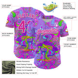 Custom Purple Deep Pink-White 3D Pattern Design Trippy Psychedelic Magic Mushrooms Authentic Baseball Jersey