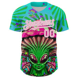 Custom Blule Light Pink-White 3D Pattern Design Trippy Magic Mushrooms Alien Authentic Baseball Jersey