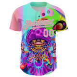 Custom Purple Medium Pink-Ice Blue 3D Pattern Design Trippy Magic Mushrooms Acid Authentic Baseball Jersey