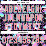 Custom Black Medium Pink-Ice Blue 3D Pattern Design Trippy Magic Mushrooms Peace Sign Authentic Baseball Jersey