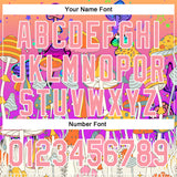 Custom Pink Medium Pink Purple-White 3D Pattern Design Trippy Magic Mushrooms Hippie Authentic Baseball Jersey