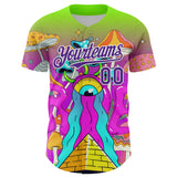 Custom Green Purple-White 3D Pattern Design Trippy Magic Mushrooms Acid Authentic Baseball Jersey