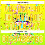 Custom Gold Yellow Green-White 3D Pattern Design Trippy Psychedelic Magic Mushrooms Authentic Baseball Jersey