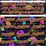 Custom Black Purple-Yellow 3D Pattern Design Trippy Magic Mushrooms Spider Web Authentic Baseball Jersey