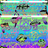 Custom Blue Pea Green-Purple 3D Pattern Design Trippy Magic Mushrooms Pentacle Authentic Baseball Jersey