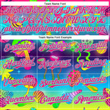 Custom Blue Hot Pink-Ice Blue 3D Pattern Design Trippy Psychedelic Magic Mushrooms Authentic Baseball Jersey