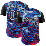 Custom Black White 3D Pattern Design Burner Costumes Lava Authentic Baseball Jersey