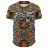 Custom Gold Black-White 3D Pattern Design Burner Costumes Trippy Authentic Baseball Jersey