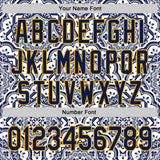 Custom Navy Gold 3D Pattern Design Burner Costumes Damask Authentic Baseball Jersey