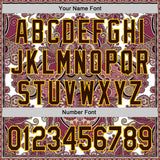 Custom White Brown Red-Yellow 3D Pattern Design Burner Costumes Exotic Authentic Baseball Jersey