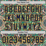 Custom Green Navy-Gold 3D Pattern Design Burner Costumes Psychedelic Authentic Baseball Jersey