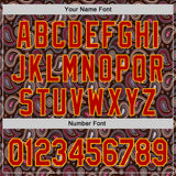 Custom Brown Red-Gold 3D Pattern Design Burner Costumes Paisley Bandana Authentic Baseball Jersey