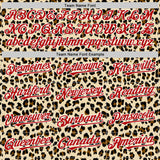 Custom Cream Red-White 3D Pattern Design Rave Party Animal Leopard Print Authentic Baseball Jersey