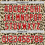 Custom Cream Red-White 3D Pattern Design Rave Party Animal Leopard Print Authentic Baseball Jersey