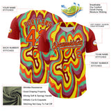 Custom Red Orange Black-White 3D Pattern Design Rave Party Marble Lava Authentic Baseball Jersey