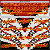 Custom White Red-Yellow 3D Pattern Design Burner Costumes Shark Teeth Authentic Baseball Jersey