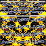 Custom Black Navy Yellow-White 3D Pattern Design Burner Costumes Flame Authentic Baseball Jersey