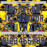 Custom Black Navy Yellow-White 3D Pattern Design Burner Costumes Flame Authentic Baseball Jersey
