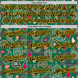 Custom Kelly Green Black-Yellow 3D Pattern Design Burner Costumes Paisley Bandana Authentic Baseball Jersey