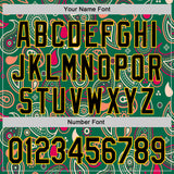 Custom Kelly Green Black-Yellow 3D Pattern Design Burner Costumes Paisley Bandana Authentic Baseball Jersey