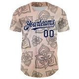 Custom Cream Navy-White 3D Pattern Design Burner Costumes Paisley Bandana Authentic Baseball Jersey