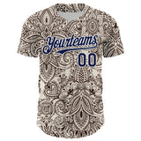 Custom Cream Navy-White 3D Pattern Design Burner Costumes Paisley Bandana Authentic Baseball Jersey