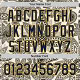 Custom Cream Navy-Yellow 3D Pattern Design Burner Costumes Paisley Bandana Authentic Baseball Jersey