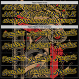 Custom Black Navy-Yellow 3D Pattern Design Burner Costumes Abstract Shape Authentic Baseball Jersey