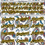 Custom White Black-Yellow 3D Pattern Design Burner Costumes Paisley Bandana Authentic Baseball Jersey