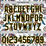 Custom White Black-Yellow 3D Pattern Design Burner Costumes Paisley Bandana Authentic Baseball Jersey