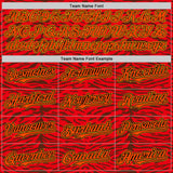 Custom Red Orange Black-Yellow 3D Pattern Design Burner Costumes Animal Tiger Print Authentic Baseball Jersey