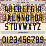 Custom Cream Navy Red-Yellow 3D Pattern Design Burner Costumes Paisley Bandana Authentic Baseball Jersey