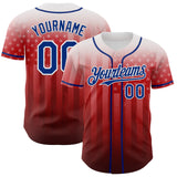Custom White Royal-Red 3D American Flag Authentic Baseball Jersey