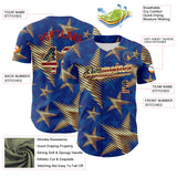 Custom Royal Vintage USA Flag Old Gold-Red 3D American Flag America-Inspired Stars Authentic Baseball Jersey