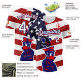 Custom White Royal-Fire Red 3D Retro American Flag Salute Authentic Baseball Jersey