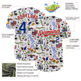 Custom White Royal-Red 3D American Flag Independence Day National Symbols Authentic Baseball Jersey