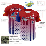 Custom Red USA Flag Royal Black-White 3D Gradient American Flag Authentic Baseball Jersey
