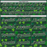 Custom Black White-Grass Green 3D Pattern Design Boston Cityscape Shamrock Authentic St. Patrick's Day Baseball Jersey