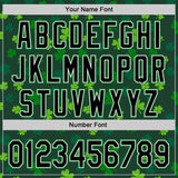 Custom Black White-Grass Green 3D Pattern Design Boston Cityscape Shamrock Authentic St. Patrick's Day Baseball Jersey