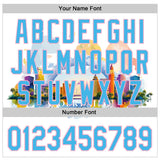 Custom White Sky Blue-Light Pink 3D Pattern Design Orlando Cityscape Skyline Authentic Baseball Jersey