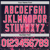 Custom Navy Neon Pink-White 3D Pattern Design Gradient Neon Sport Wear Performance T-Shirt