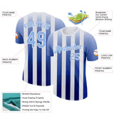 Custom White Light Blue-Black 3D Pattern Design Argentina Gradient Sport Wear Performance T-Shirt