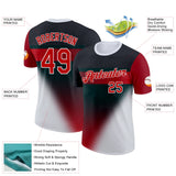 Custom Black Red-White 3D Pattern Design Gradient Sport Wear Performance T-Shirt