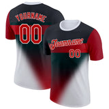 Custom Black Red-White 3D Pattern Design Gradient Sport Wear Performance T-Shirt