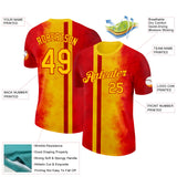 Custom Red Yellow 3D Pattern Design Spain Gradient Sport Wear Performance T-Shirt