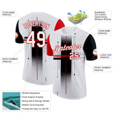 Custom White Black-Red 3D Pattern Design Gradient Cross Sport Wear Performance T-Shirt
