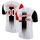 Custom White Black-Red 3D Pattern Design Gradient Cross Sport Wear Performance T-Shirt