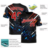 Custom Blue Red-White 3D Pattern Design Water Droplet Sport Wear Performance T-Shirt