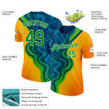 Custom Blue Grass Green Yellow-White 3D Pattern Design Brazil Marbel Sport Wear Performance T-Shirt