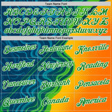 Custom Blue Grass Green Yellow-White 3D Pattern Design Brazil Marbel Sport Wear Performance T-Shirt